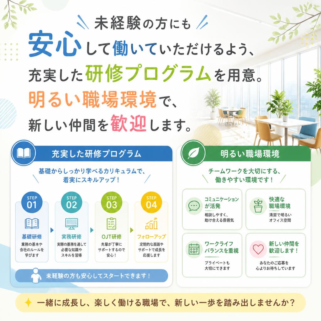 充実の研修制度で未経験でも安心！